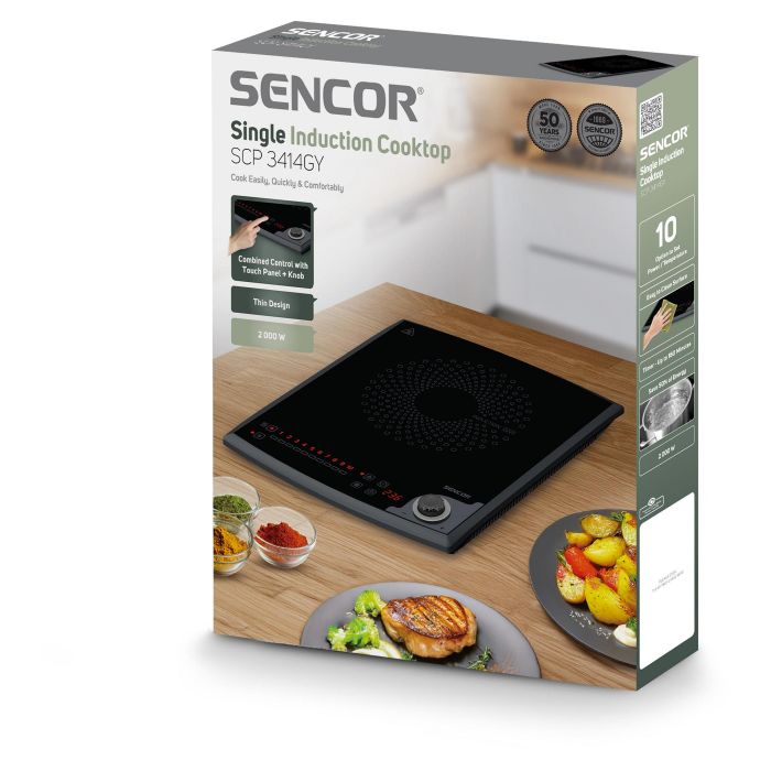 Плитка настільна Sencor індукційна , комф. - 1, 2кВт,  управл - сенсорно-мех., чорний