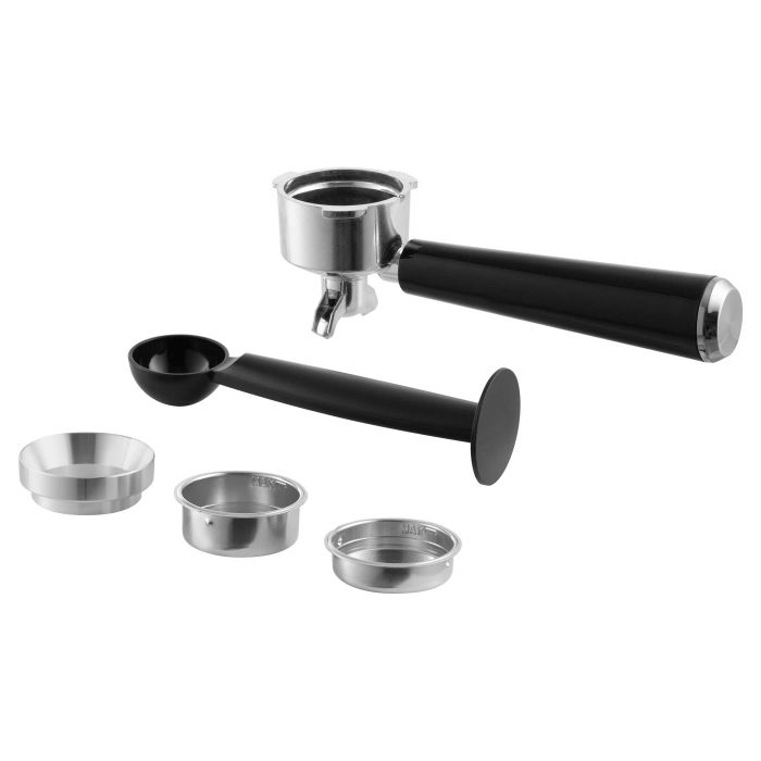 Кавоварка Sencor ріжкова 1.8л, зерно+мелена, вдубована кавомолка, дисплей, нерж. сталь-чорний