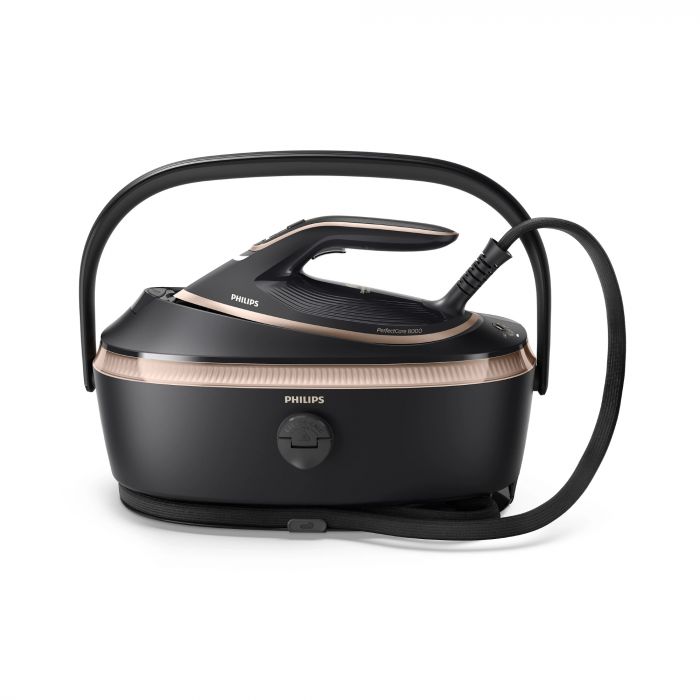 Парогенератор Philips PerfectCare 8000, 3120Вт, 1400мл, паровий удар -800гр, верт. відпарювання, нерж. сталь, чорний