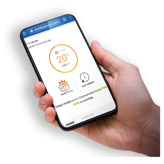 Метеостанція Sencor, внутр/зовн вимірювання, від мережі/CR2032x1+AAx3, темп-ра, вологість, час, прогноз погоди, атмосферний тиск, шв. вітру, підкл. до WIFI, чорний