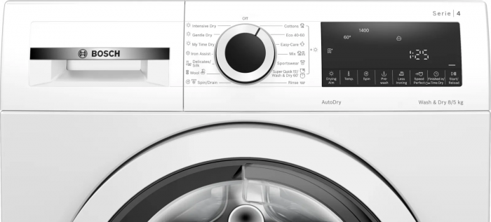 Прально-сушильна машина Bosch фронтальна, 8(5)кг, 1400, E, 59см, дисплей, білий