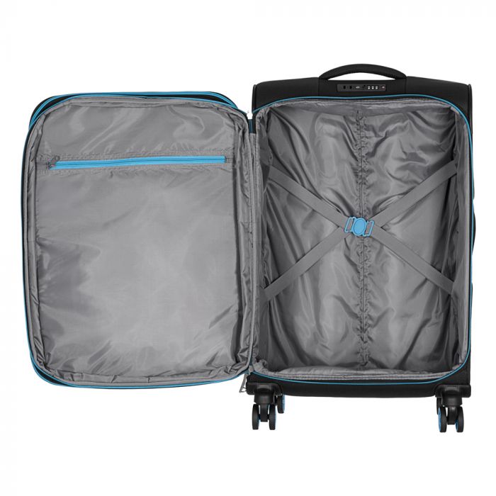 Набір валіз 2E, Trek, (L+M+S), TSA, 4 колеса, + 3 рюкзаки Cabin (2E-BPET-CABIN-BK), поліестр, чорний