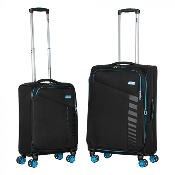 Набір валіз 2E, Trek, (M+S), TSA, 4 колеса, + 2 рюкзаки Cabin (2E-BPET-CABIN-BK), поліестр, чорний