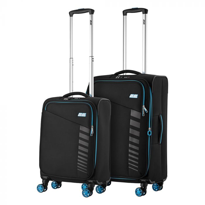 Набір валіз 2E, Trek, (M+S), TSA, 4 колеса, + 2 рюкзаки Cabin (2E-BPET-CABIN-BK), поліестр, чорний