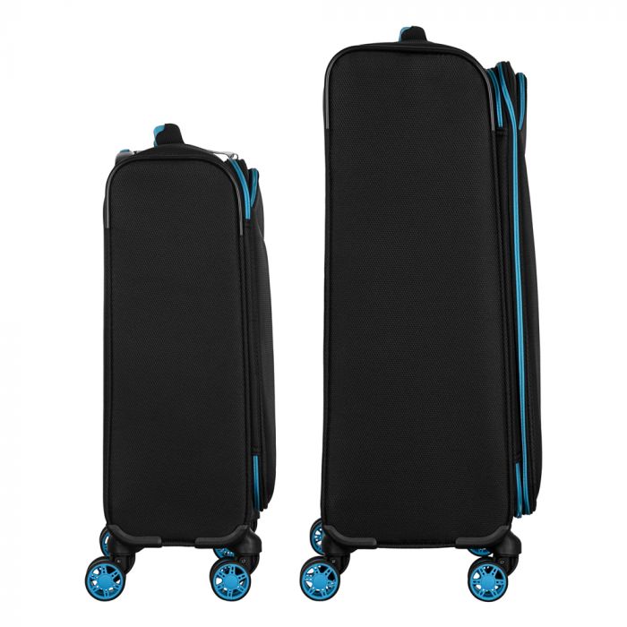 Набір валіз 2E, Trek, (M+S), TSA, 4 колеса, + 2 рюкзаки Cabin (2E-BPET-CABIN-BK), поліестр, чорний