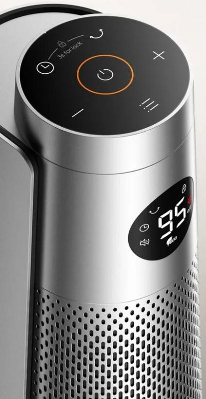 Тепловентилятор Dreo, 25м2, 2000Вт, електр. упр-ння, керамич.нагрів.елемент, пульт ДУ, 8 швидк. , срібний