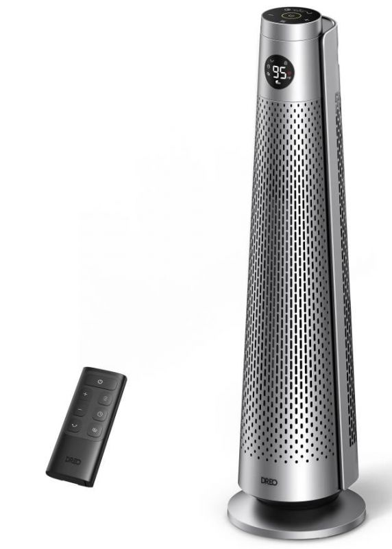 Тепловентилятор Dreo, 25м2, 2000Вт, електр. упр-ння, керамич.нагрів.елемент, пульт ДУ, 8 швидк. , срібний