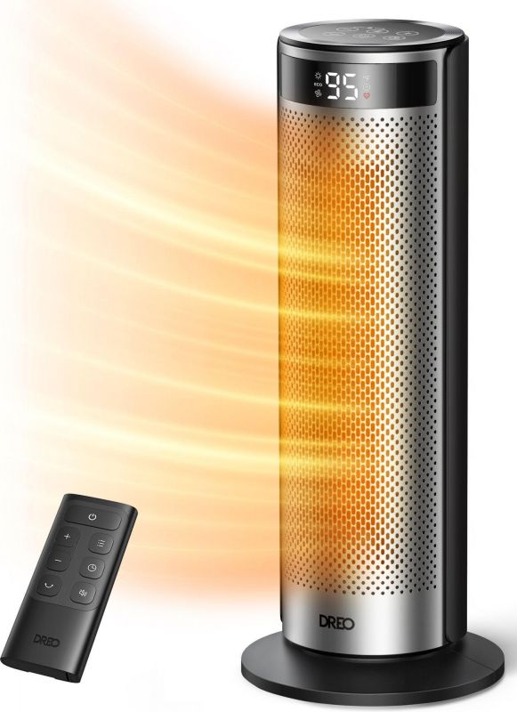 Тепловентилятор Dreo, 25м2, 2000Вт, электр. упр-ние, керамич. нарев.элемент , пульт ДУ, 4 скорост., серебристый