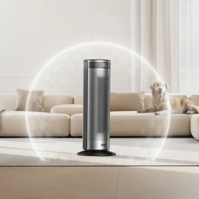 Тепловентилятор Dreo, 25м2, 2000Вт, электр. упр-ние, керамич. нарев.элемент , пульт ДУ, 4 скорост., серебристый