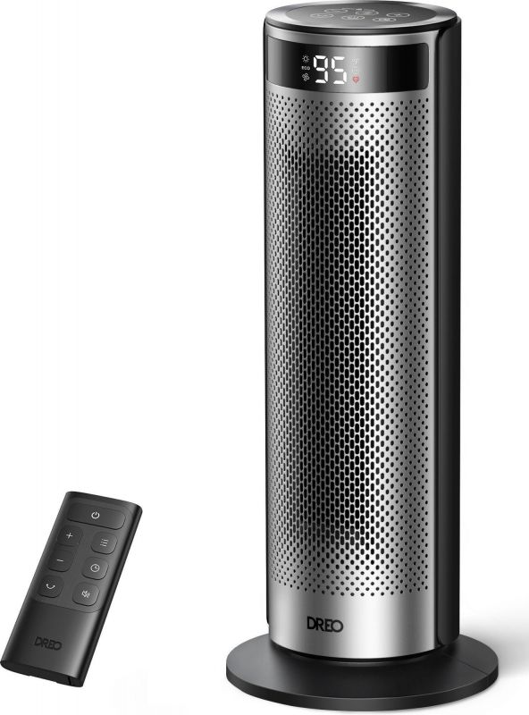 Тепловентилятор Dreo, 25м2, 2000Вт, электр. упр-ние, керамич. нарев.элемент , пульт ДУ, 4 скорост., серебристый