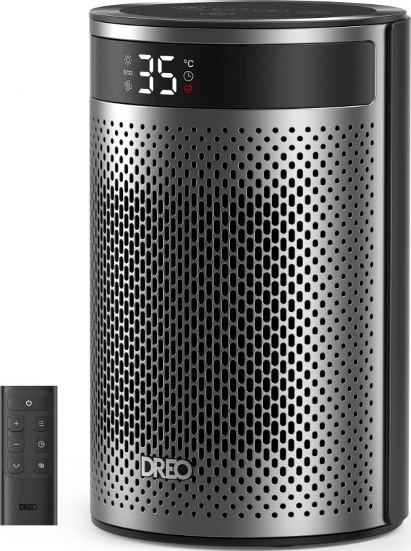 Тепловентилятор Dreo, 20м2, 1500Вт, електр. упр-ння, керамич.нагрів.елемент, пульт ДУ, срібний