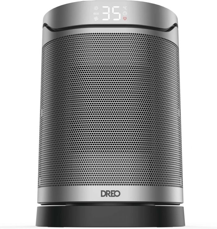 Тепловентилятор Dreo, 20м2, 1500Вт, електр. упр-ння, керамич.нагрів.елемент, пульт ДУ, 3 швидк., срібний