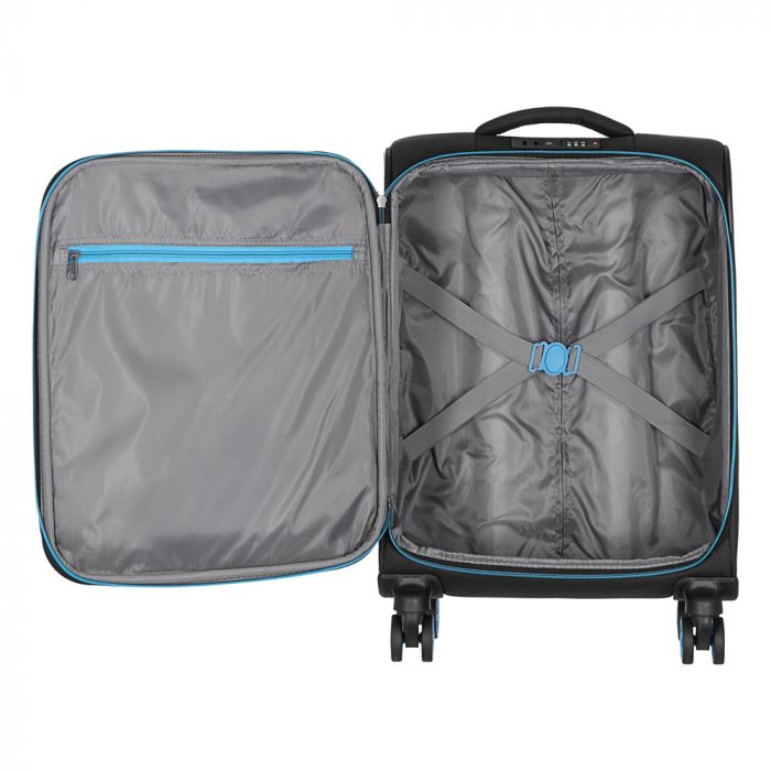 Валіза 2E, Trek, поліестер, мала, 35л, TSA, 4 колеса, чорний