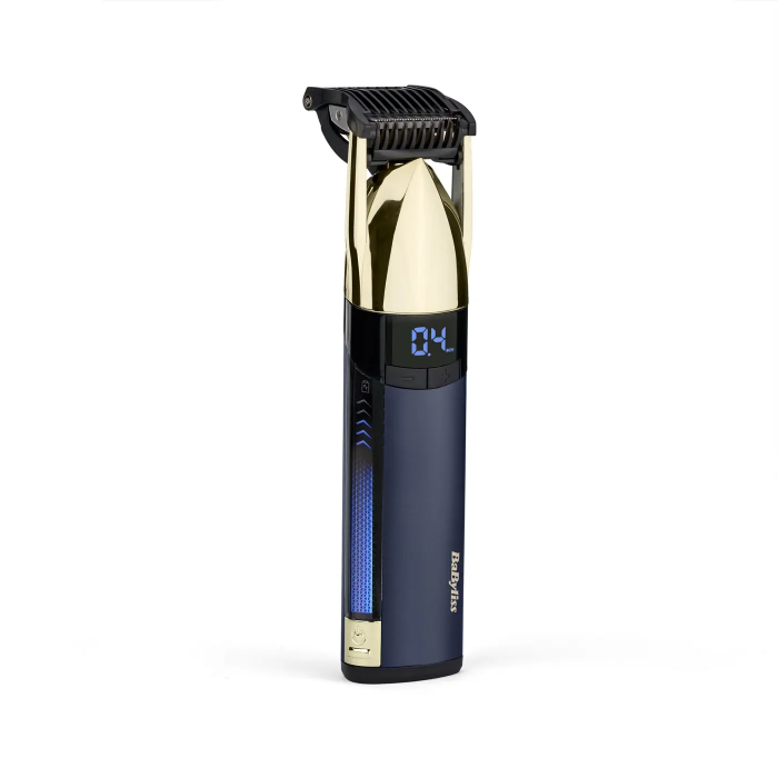 Тример Babyliss Super-X Metal Series Navy&Gold Edition, для голови, вусів та бороди, акум., насадок-1, кейс, сталь, синьо-золотий