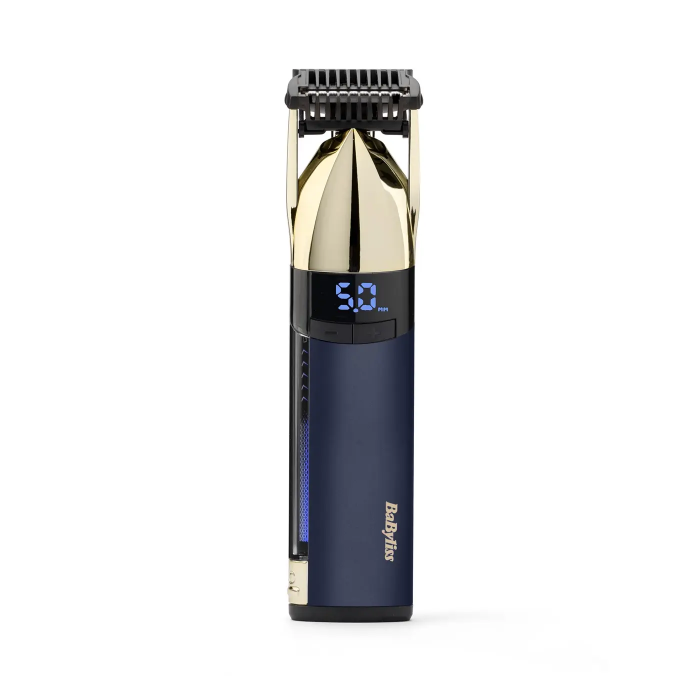 Тример Babyliss Super-X Metal Series Navy&Gold Edition, для голови, вусів та бороди, акум., насадок-1, кейс, сталь, синьо-золотий
