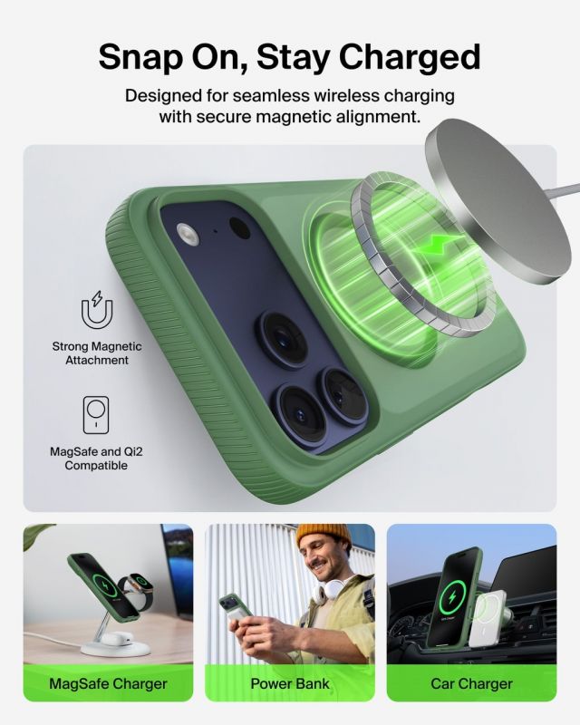Чохол Belkin для iPhone 17 Pro Max, Magnetic Protective Grip, Sage