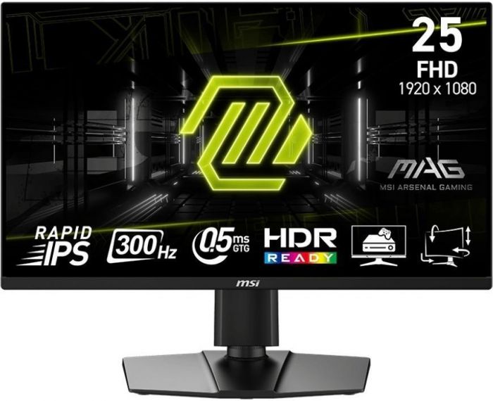 Монітор MSI 24.5" MAG 255PXF 2xHDMI, DP, MM, IPS, 300Hz, 0.5ms, sRGB 120%, FreeSync, Pivot