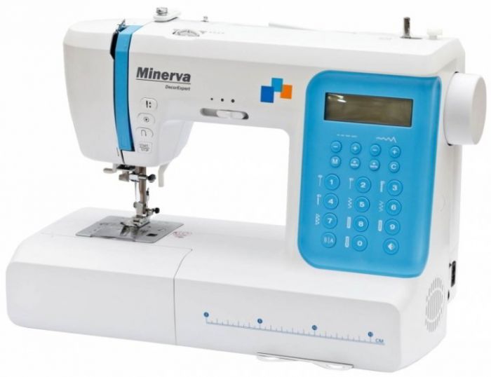 Швейна машина MINERVA DECOREXPERT,  комп`ютерна, 70Вт, 197 шв.оп., петля автомат, білий+синій