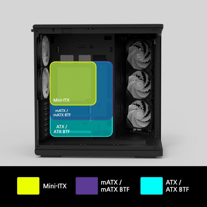 Корпус Zalman P60 без БЖ, 2xUSB3.0, 1x Type C, 3x120мм ARGB Reverse, 2x120мм ARGB, VGA 435мм, LCS ready, Curved Tempered Glass, Dual Chamber, ATX, чорний