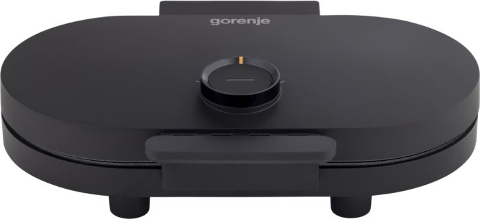 Міні-гриль  Gorenje 1200Вт, алюміній, пластина д/вафель, корпус-метал, чорний