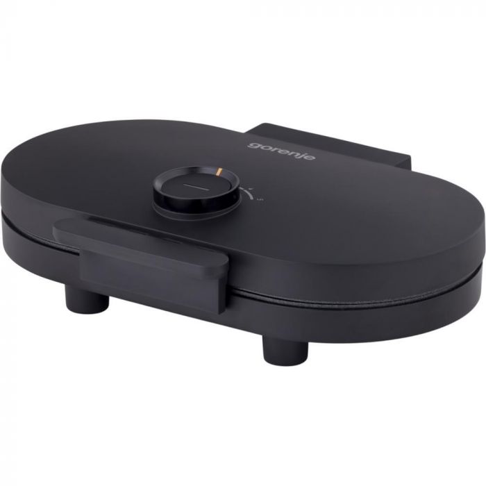 Міні-гриль  Gorenje 1200Вт, алюміній, пластина д/вафель, корпус-метал, чорний