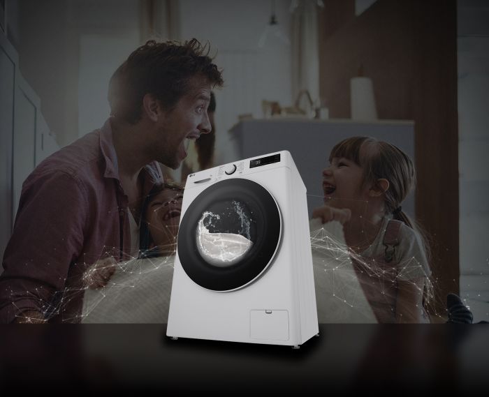 Пральна машина LG фронтальна, 9кг, 1200, A, 48см, дисплей, пара, інвертор, білий