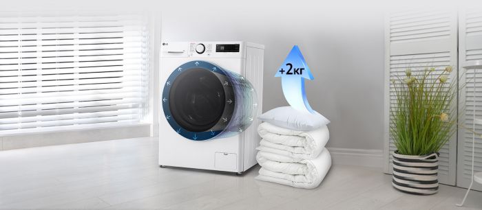 Пральна машина LG фронтальна, 9кг, 1200, A, 48см, дисплей, пара, інвертор, білий