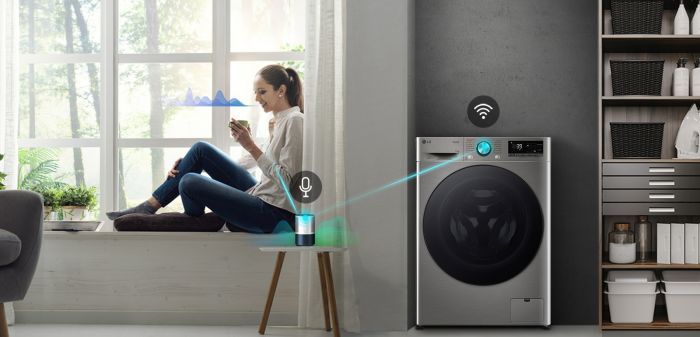 Пральна машина LG фронтальна, 11кг, 1400, A, 57см, дисплей, пара, інвертор, сріблястий