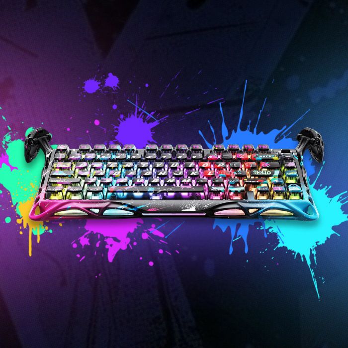 Клавіатура механічна GravaStar Mercury V75 Pro 80keys, Magnetic Jade Gaming, 8K, USB-A, RGB, Neon Graffiti