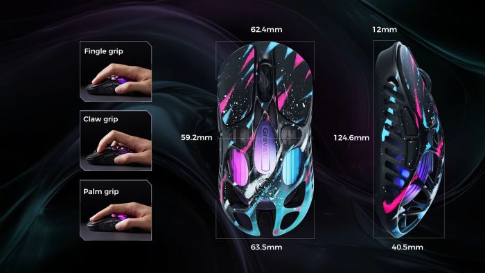 Миша GravaStar Mercury X Pro, 8K, BT/WL/USB-A, RGB, Neon Graffiti
