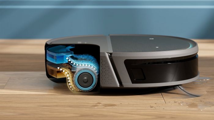 Робот-пилосос Philips Series 9000, h=9.8см, вологе прибирання, конт пил -0.21л, вода -0.22л, автон. робота до 280хв, EPA 11, чорний-металік