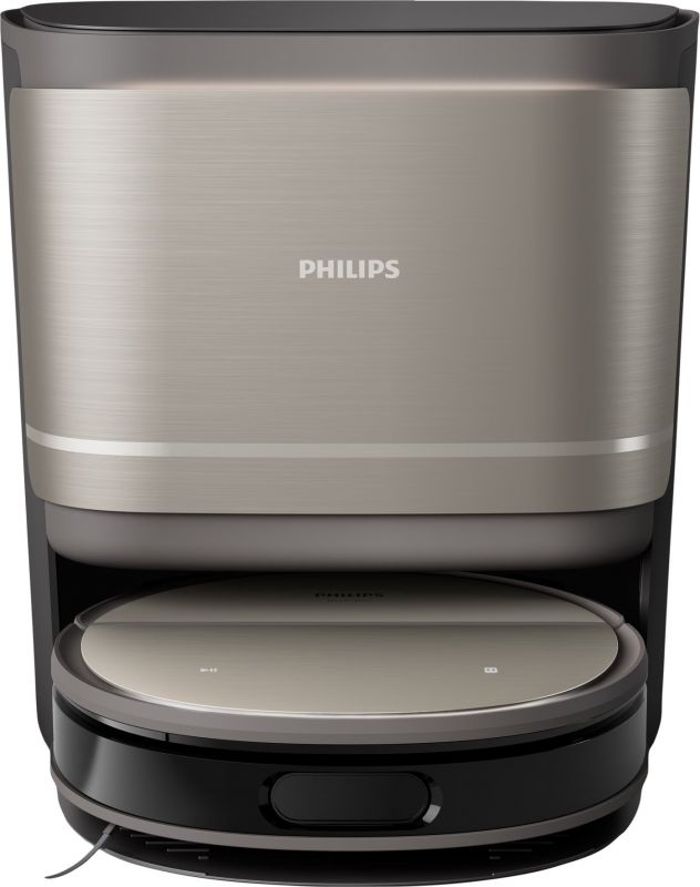 Робот-пилосос Philips Series 9000, h=9.8см, вологе прибирання, конт пил -0.21л, вода -0.22л, автон. робота до 280хв, EPA 11, чорний-металік