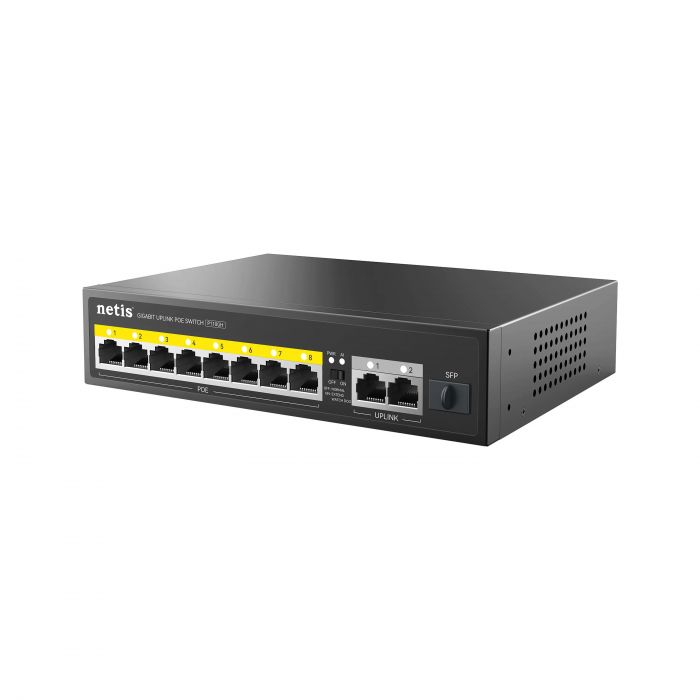Комутатор Netis P110GH 8xFE PoE, 3xGE (2xUplink, 1xSFP), 120Вт, Некерований