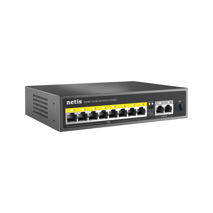 Комутатор Netis P110GH 8xFE PoE, 3xGE (2xUplink, 1xSFP), 120Вт, Некерований