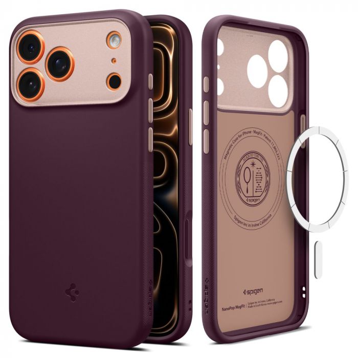 Чохол Spigen для iPhone 17 Pro Max, Nano Pop MagFit, Burgundy Bean