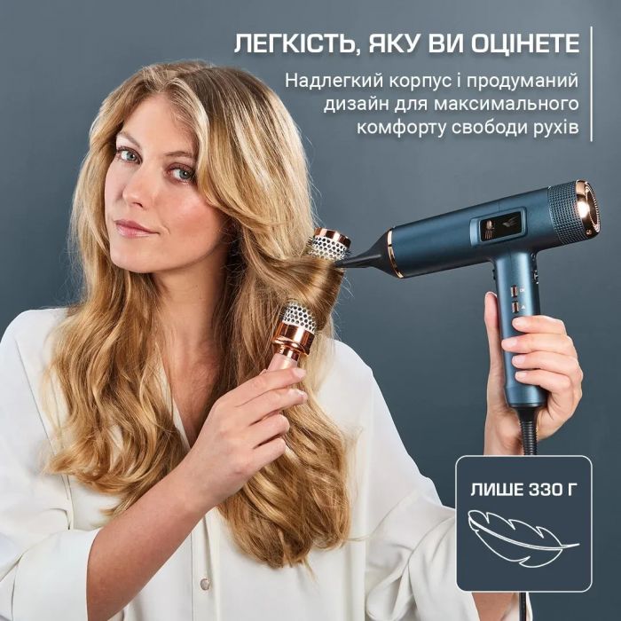 Фен Rowenta Maestria For you, 1800Вт, 3 режими, дифузор, іоніз-я, хол. обдув, дисплей, синій