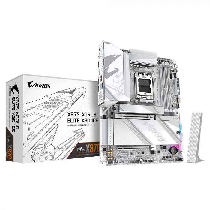 Материнська плата GIGABYTE X870 A ELITE X3D ICE sAM5 X870 4xDDR5 M.2 Wi-Fi BT HDMI DP ATX