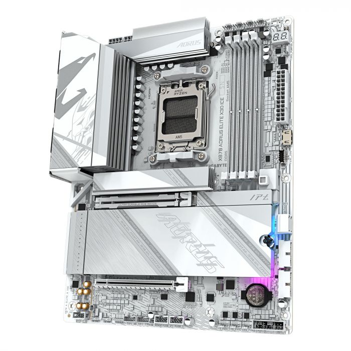Материнська плата GIGABYTE X870 A ELITE X3D ICE sAM5 X870 4xDDR5 M.2 Wi-Fi BT HDMI DP ATX