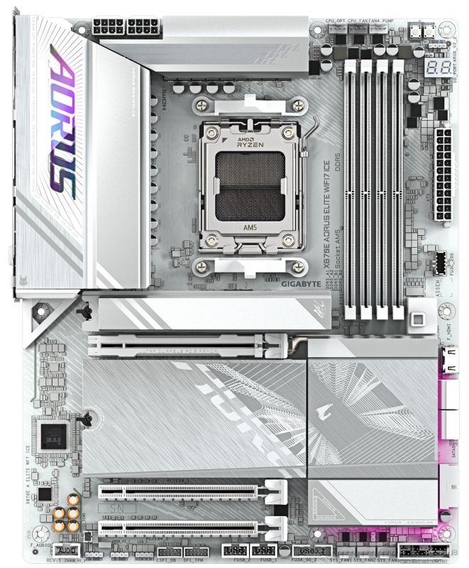 Материнська платаGIGABYTE X870E A ELITE WF7 ICE sAM5 X870 4xDDR5 M.2 Wi-Fi BT HDMI DP ATX
