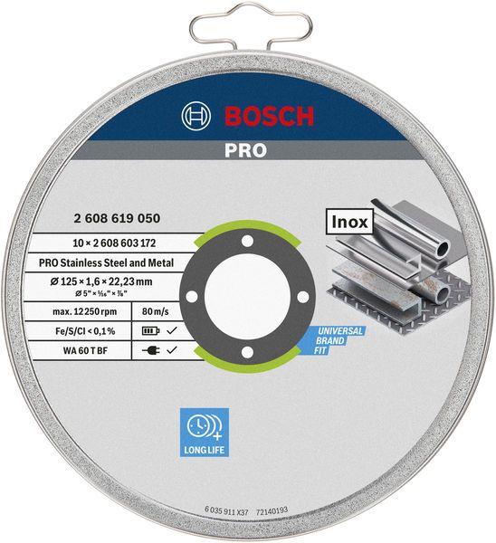 Диск відрізний Bosch Professional Stand для нержавіючої сталі 125x1.6x22.23мм, 10шт
