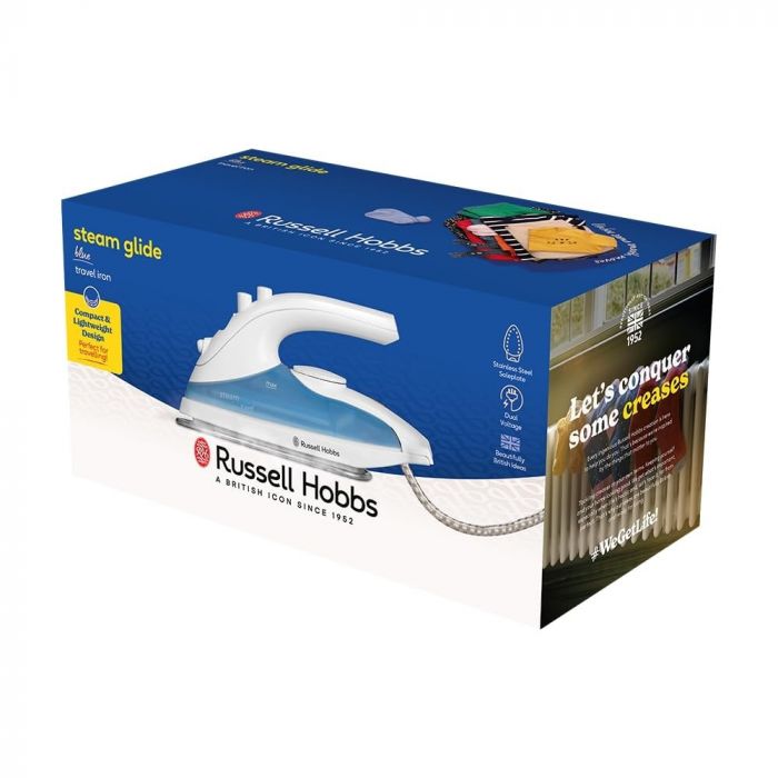 Праска Russell Hobbs дорожній, 760Вт, 80мл, нерж. сталь, блакитна