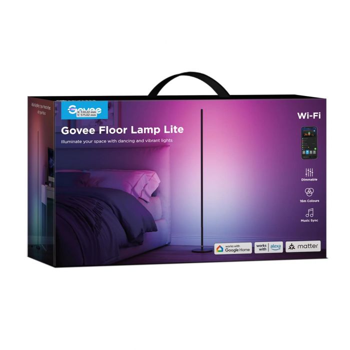 Торшер розумний Govee H8076 Govee Floor Lamp lite, 1000Lm, RGBWW+RGBIC+WW, WI-FI/Bluetooth, чорний