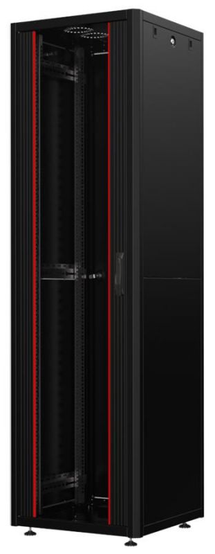 Шафа MIRSAN 19", 42U, GTN SERVER, скляні двері, 600x800 мм, максимально 1000 кг, чорна
