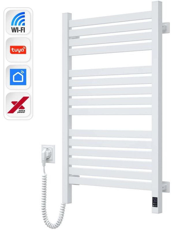 Рушникосушка Navin електрична Авангард Х, 800х480х71мм, Wi-Fi, сталь, білий, ліве підключення