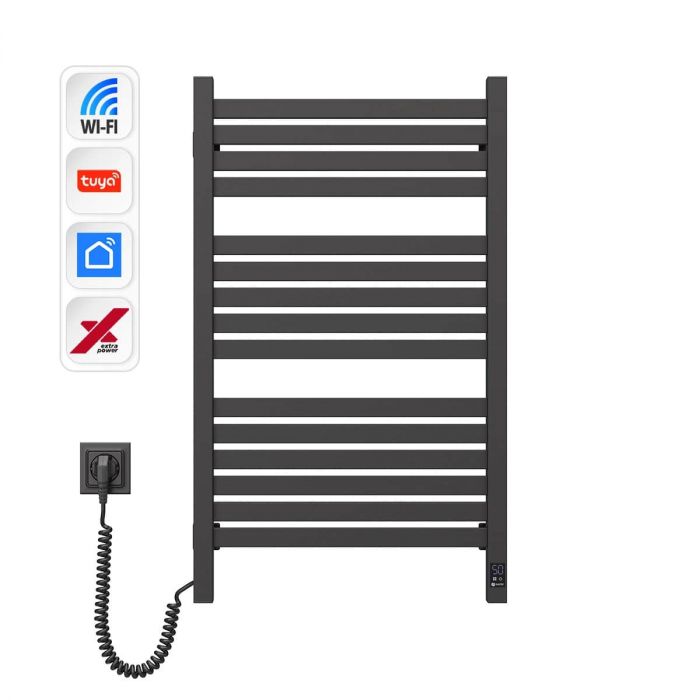 Рушникосушка Navin електрична Авангард Х, 800х480х71мм, Wi-Fi, сталь, чорний муар, ліве підключення