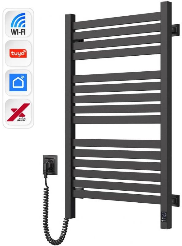 Рушникосушка Navin електрична Авангард Х, 800х480х71мм, Wi-Fi, сталь, чорний муар, ліве підключення