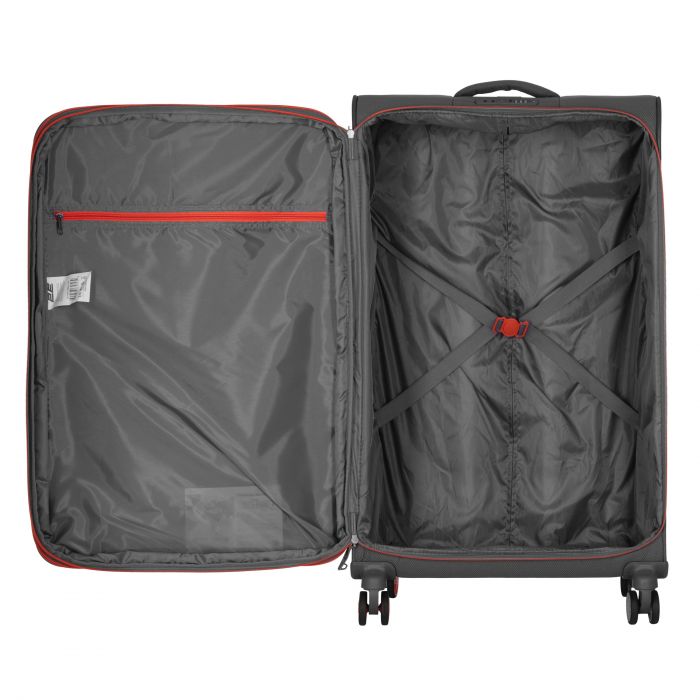 Валіза 2E, Trek, поліестер, велика, 97/117л, TSA, 4 колеса, EXP, сірий
