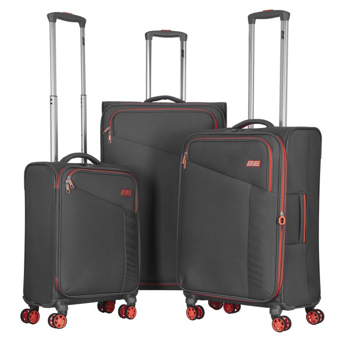 Валіза 2E, Trek, поліестер, велика, 97/117л, TSA, 4 колеса, EXP, сірий