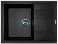 Мийка кухонна Adamant Anila, штучний камінь, прямокут., з крилом, 645х495х200мм, чаша - 1, врізна, чорний