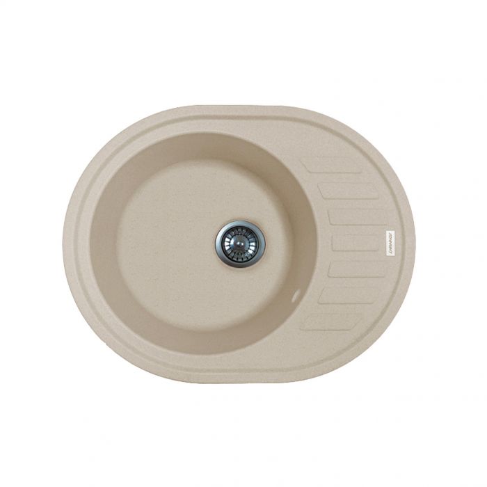 Мийка кухонна Adamant Ovum, штучний камінь, овальна, з крилом, 615х495х200мм, чаша - 1, врізна, Avena